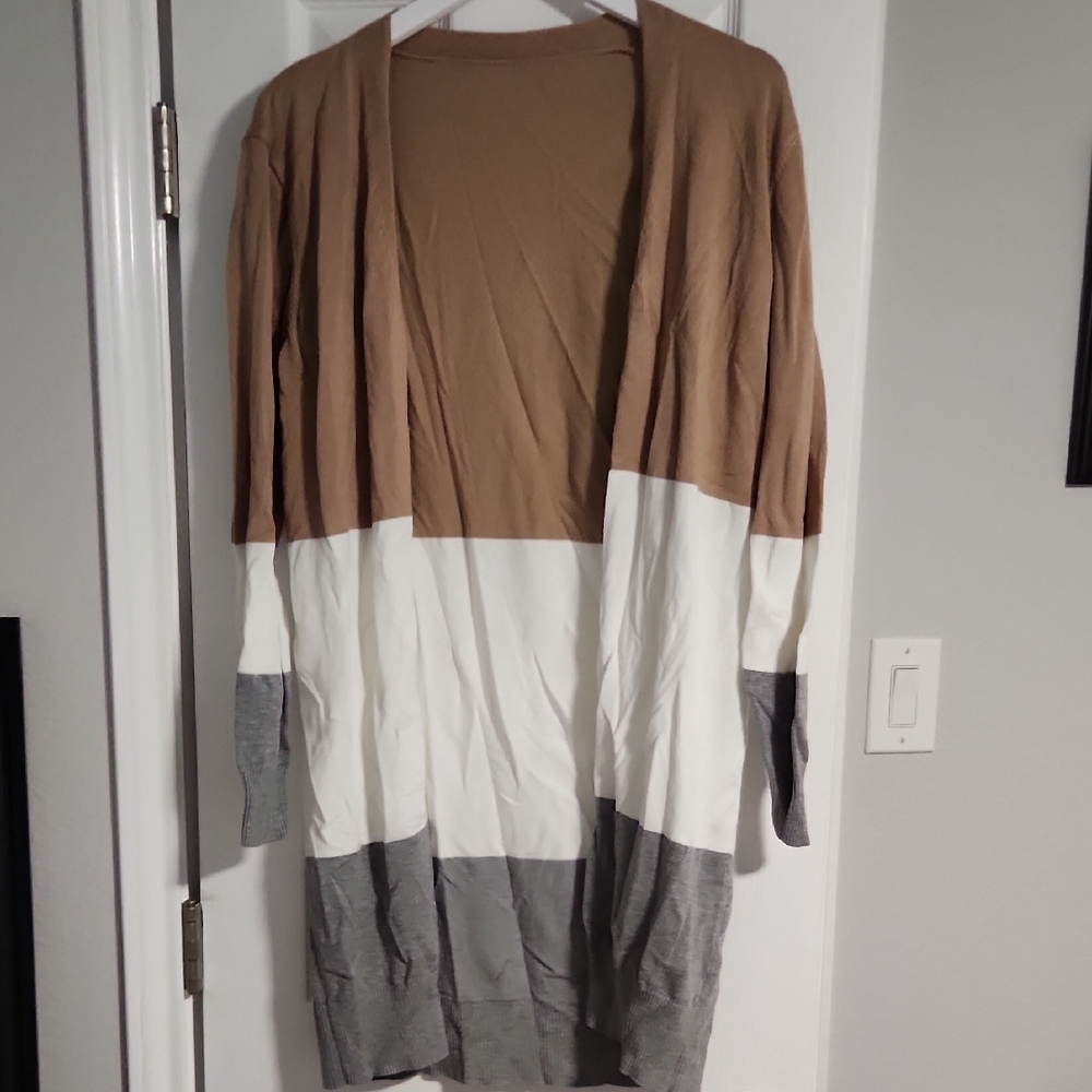 Chic Color Block Open Cardigan
